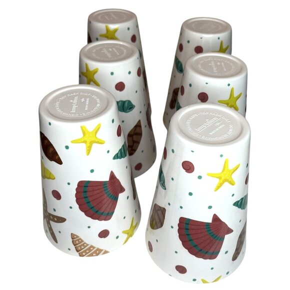 Temptations By Tara Melamine Seashells Tailgate Summer Beach Set of Six Cups - Picture 3 of 9